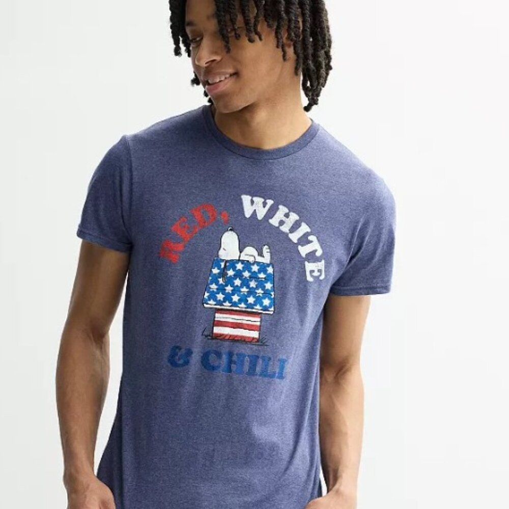 ⭐️Peanuts UNISEX Tee - Gray with Red, White, and Blue